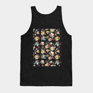 Vintage Tea Cups Roses Butterflies Tank Top